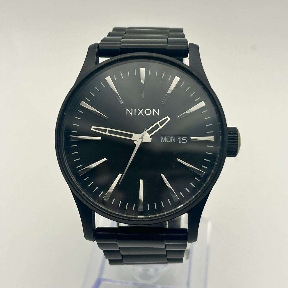 Nixon The Sentry SS Men's All Black Stainless Steel Watch Working New Battery
